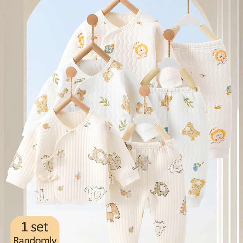 Baby's New Autumn/winter Warm Set, Cute Animal All-over Print.