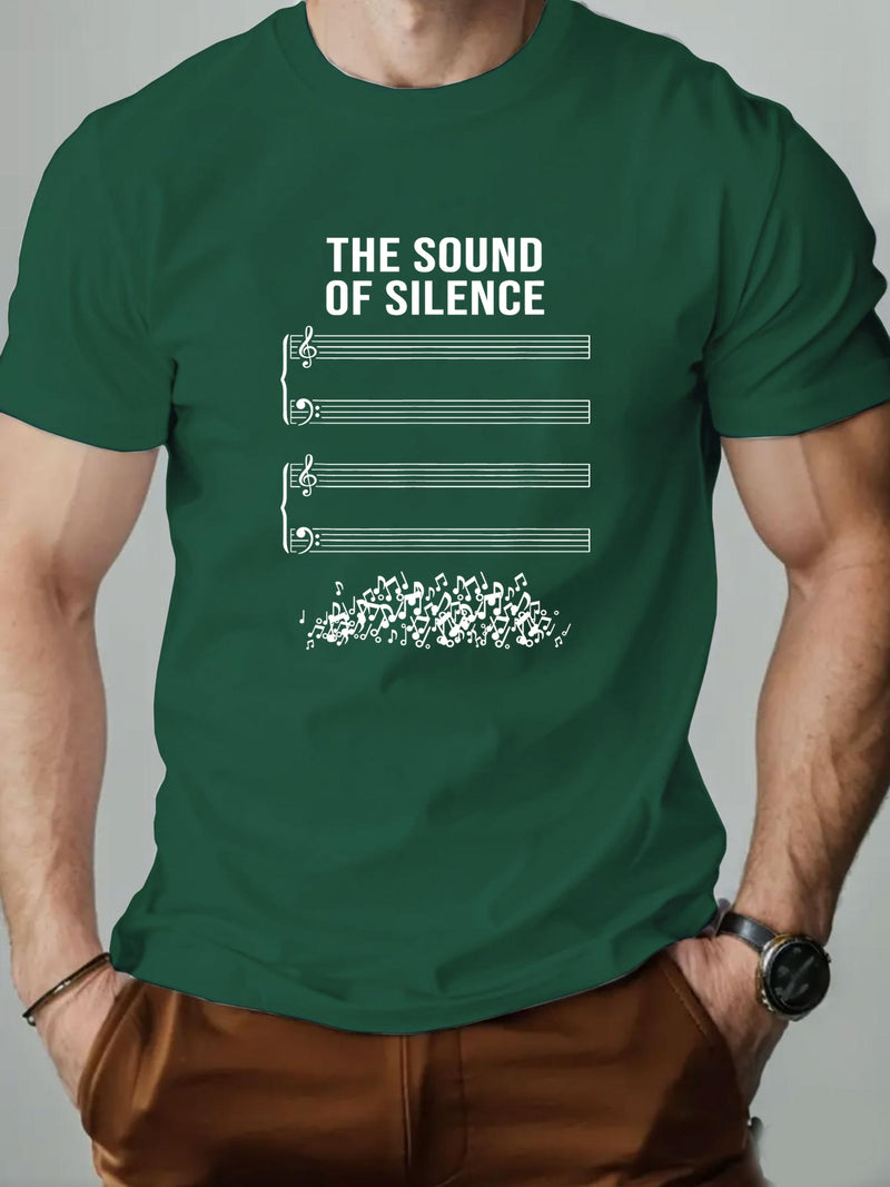Men's Short Summer Casual T-Shirt with The Sound of Silence Design.
