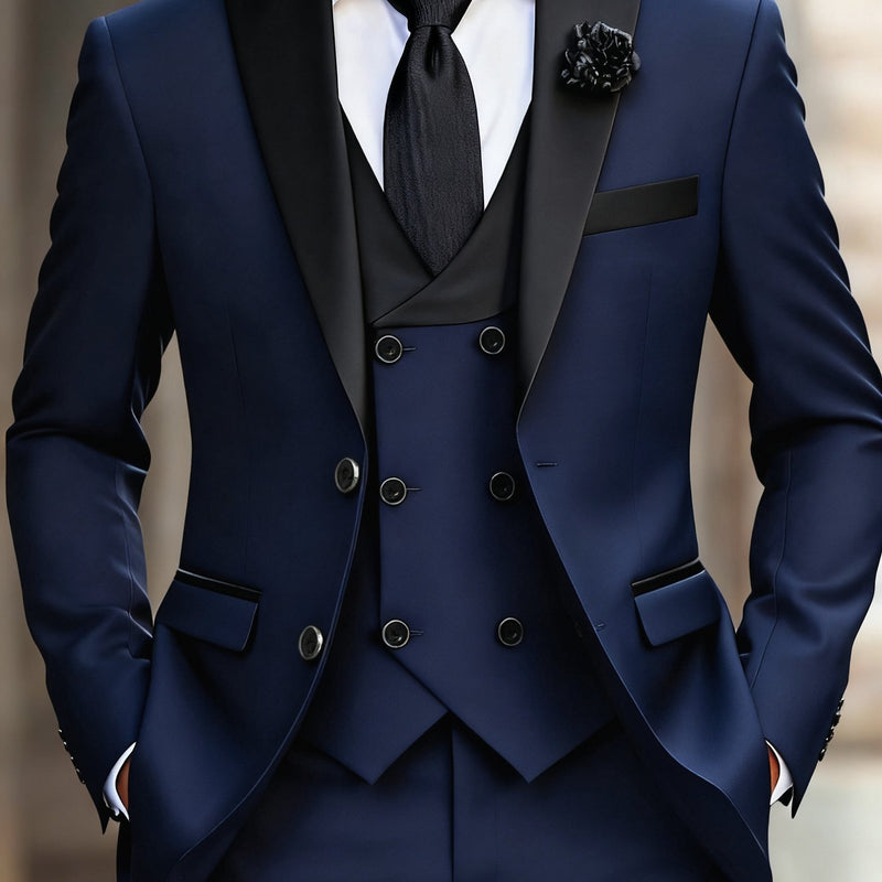 Men's 3pcs Suit Set, Including a Blazer, Vest, And Trousers.