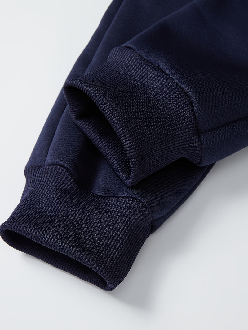 Boys Thick Plush-Lined Zip-Up Jacket + Pants Set.