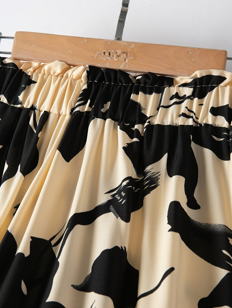 A High-Waisted Skirt with a Floral Pattern for Women.