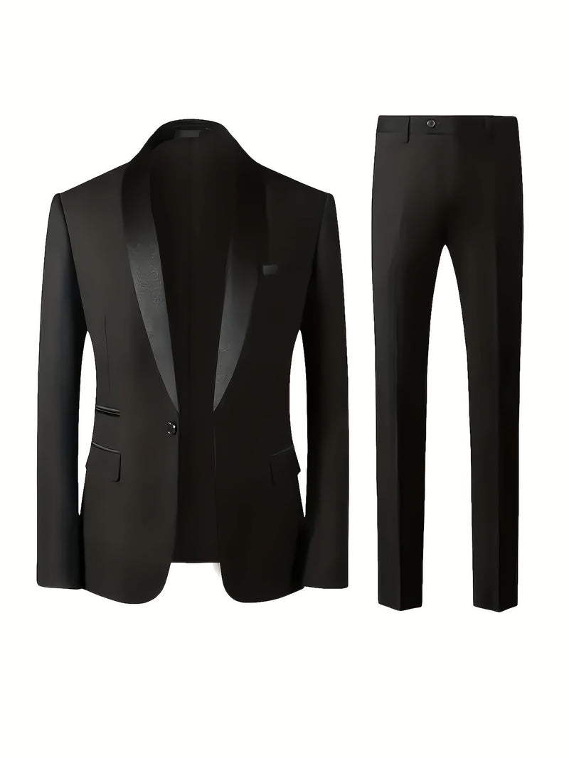 3pcs Men's Suit Set, All-Season Business Wedding Party, Suit Jacket,
