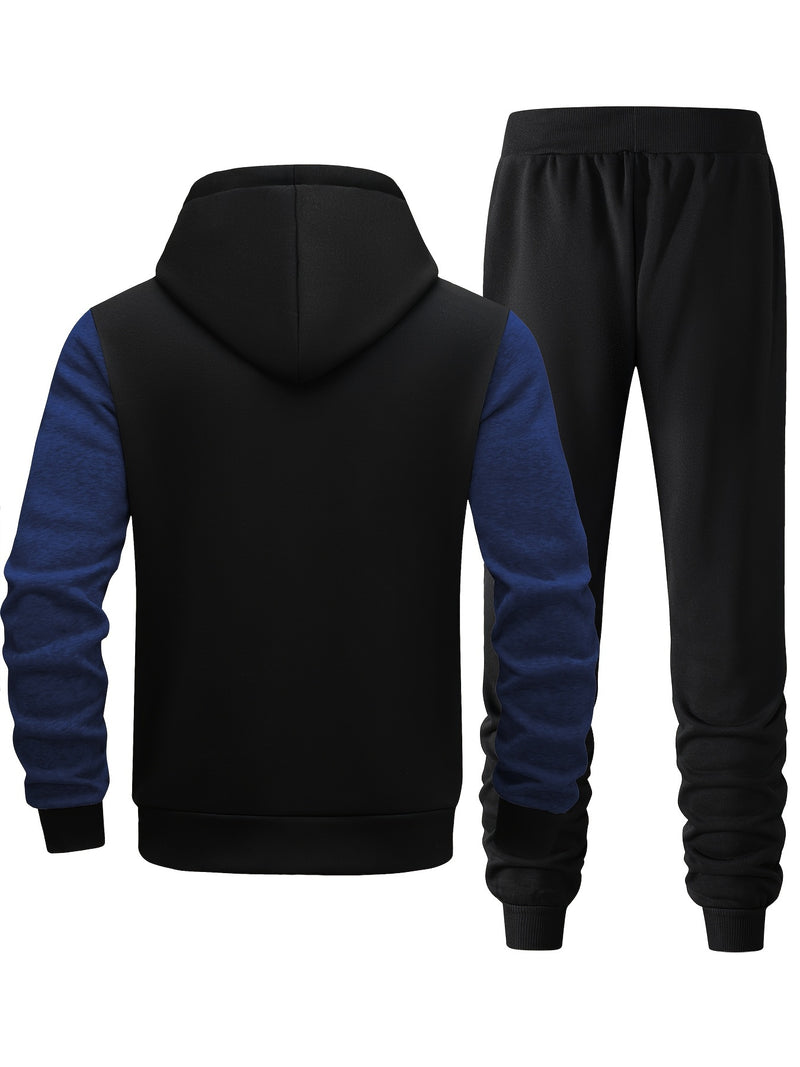 Men's Hooded Letter Print Hoodie Sports Running 2pcs Hoodie Casual Suit.
