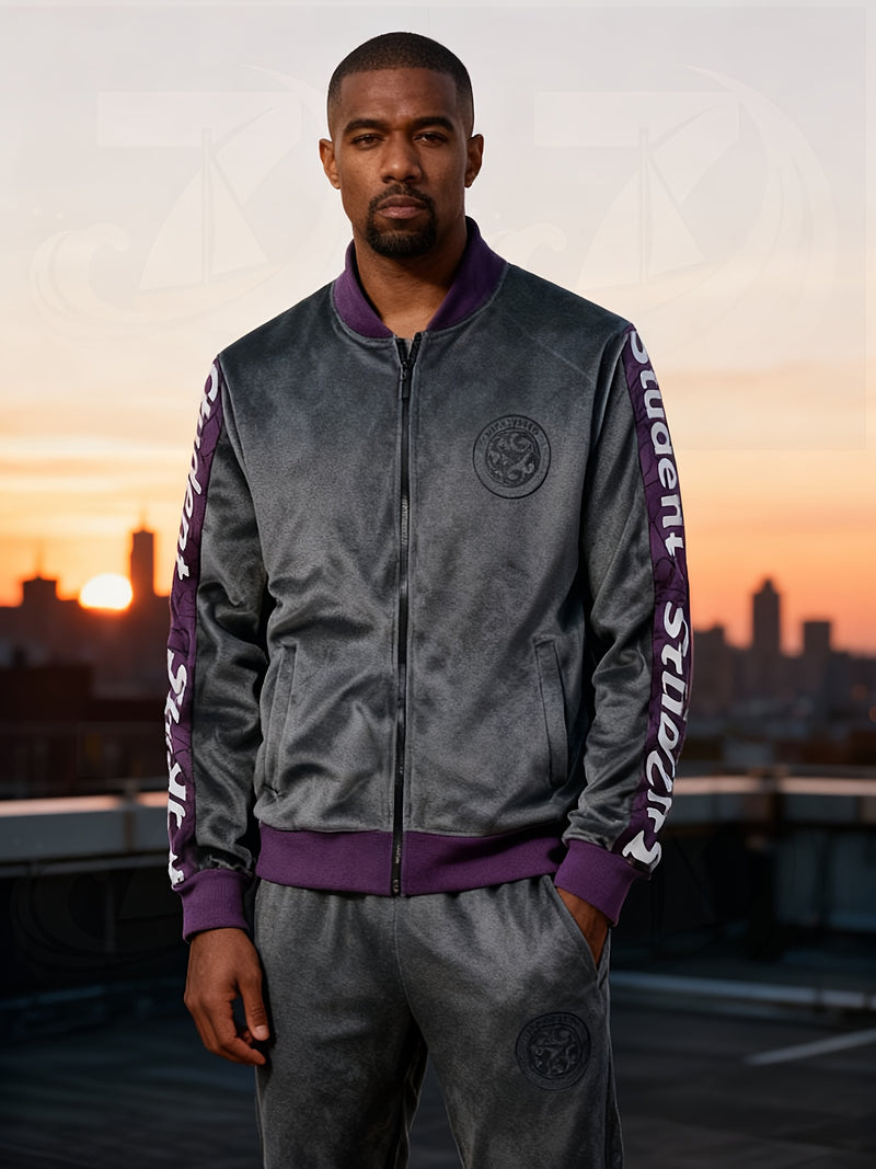 Student Fashion Velvet Sports Suit Men Premium Plush Casual Jacket Pants 2pcs.