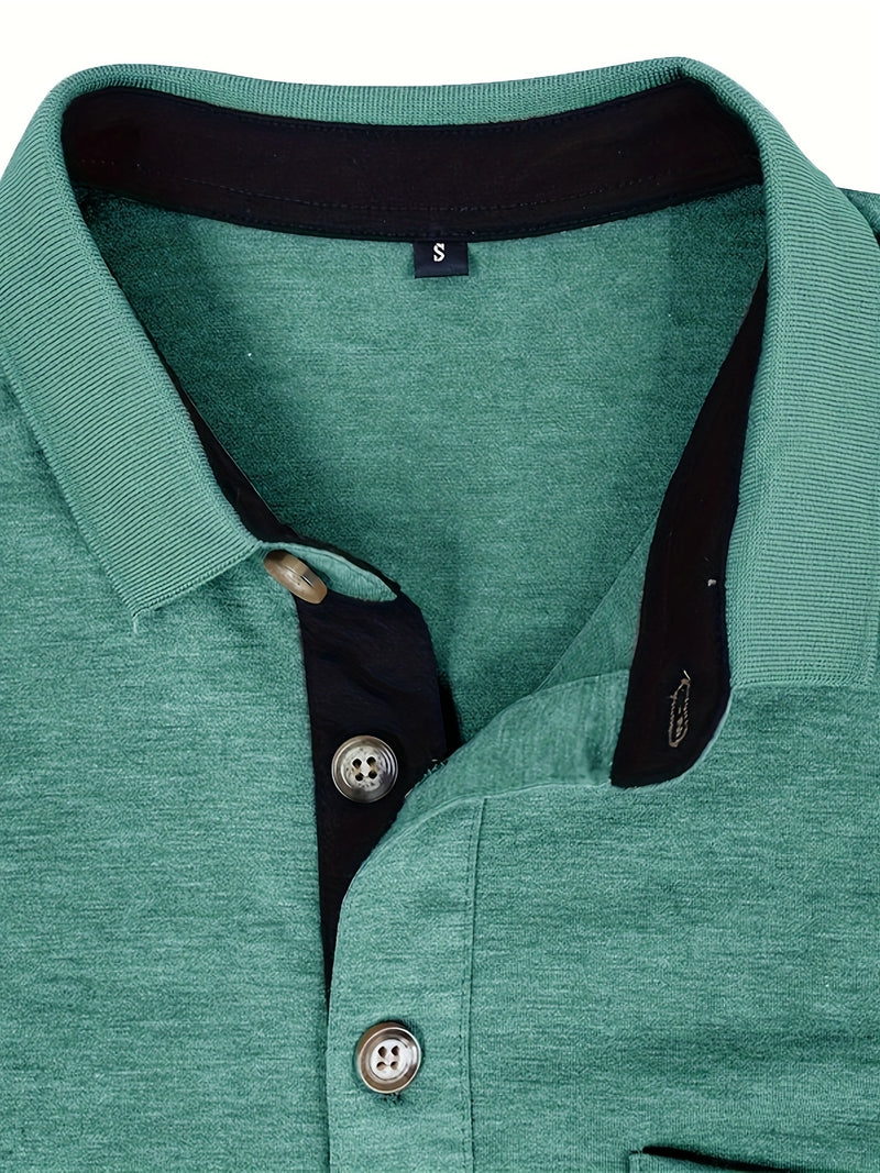 Men's Plaid Collar Pocket T-shirt.