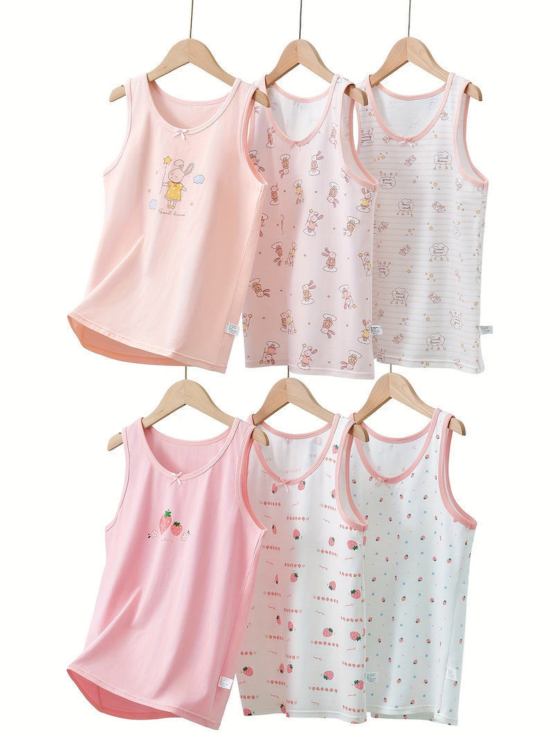6-Pack Girls Tank Tops, Soft and Comfortable Fabric.