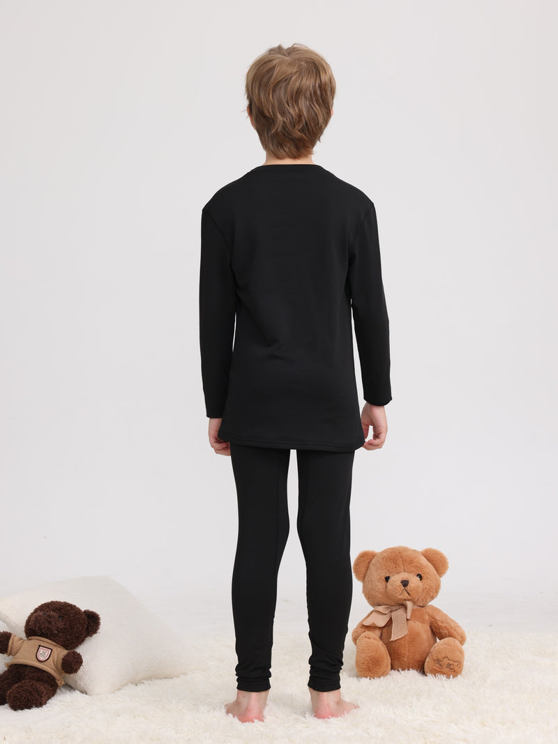 Warm Clothing Set for Boys, Featuring a Solid Color.