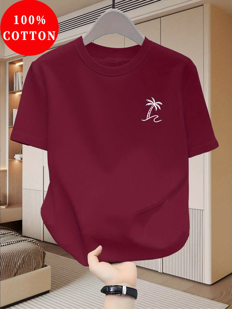 Men's Cotton T-Shirt, Summer Crew Neck Tee.