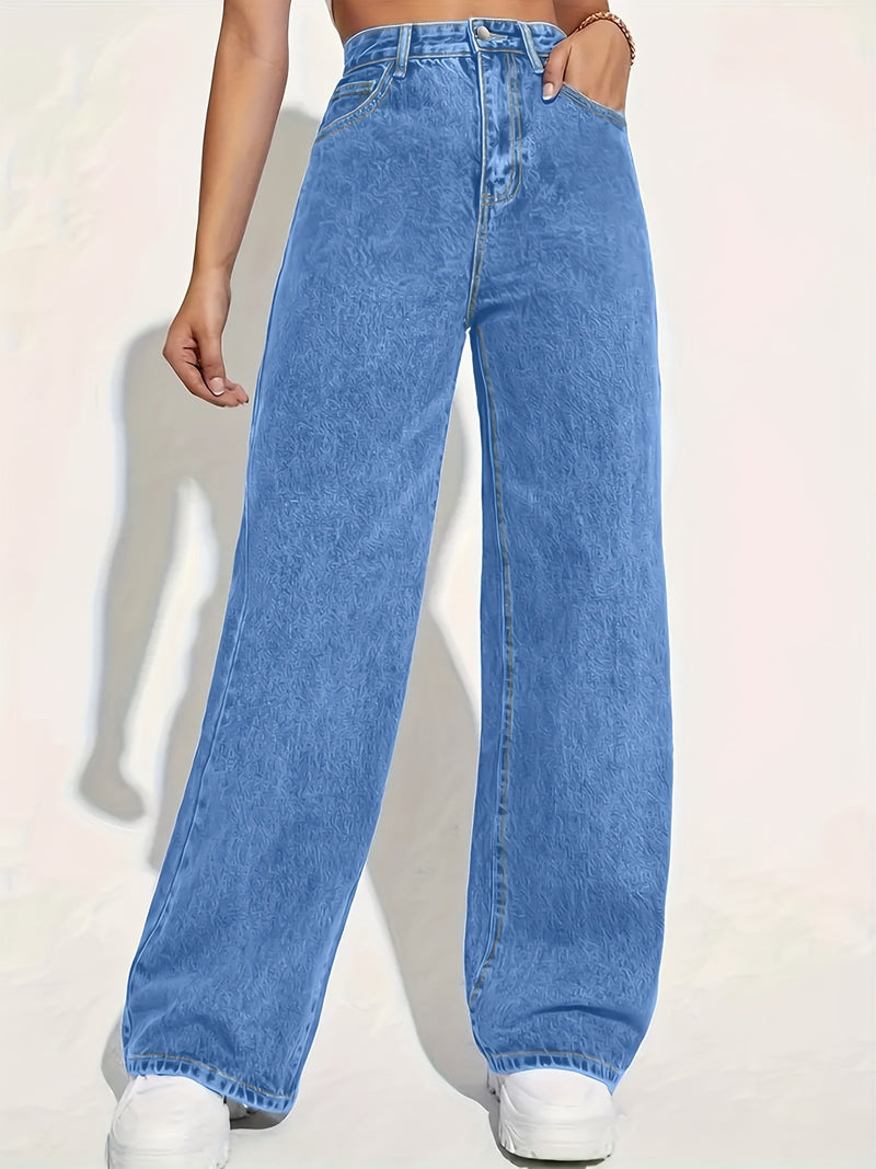 Fashionable Women's Versatile Stretchy Loose Straight-Leg Casual Jeans.