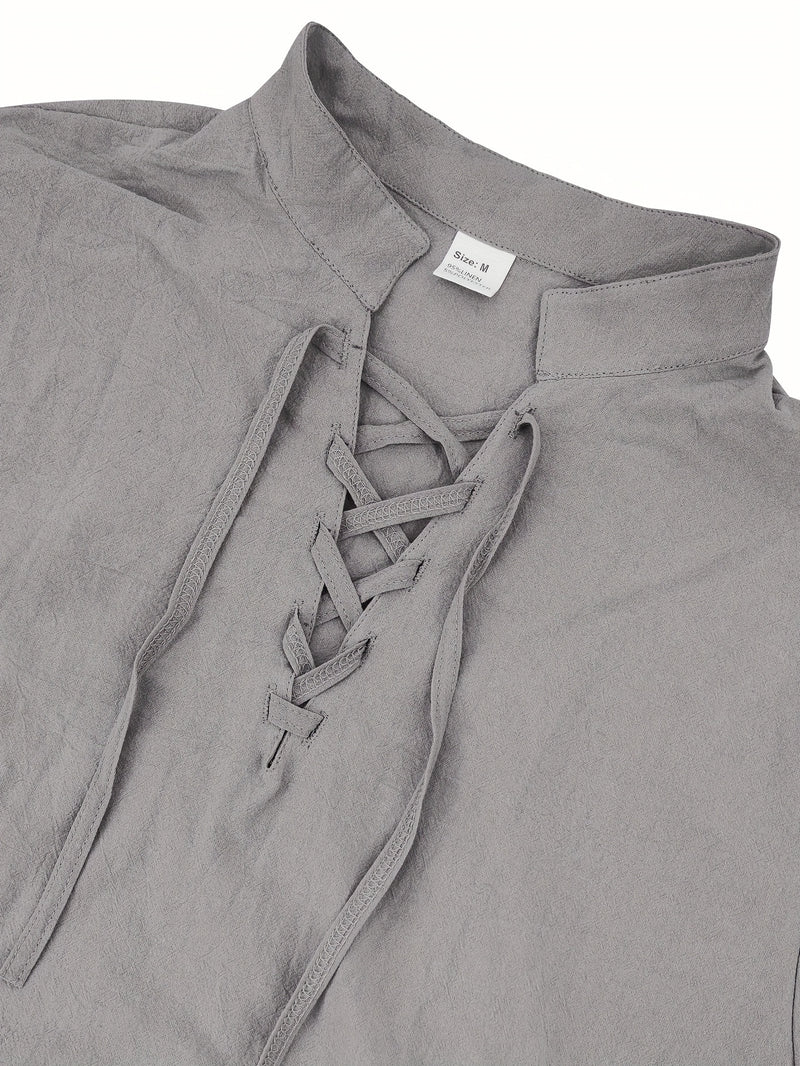 Men's Breathable Fabric Short-Sleeve V-Neck Oversized Casual T-Shirt.