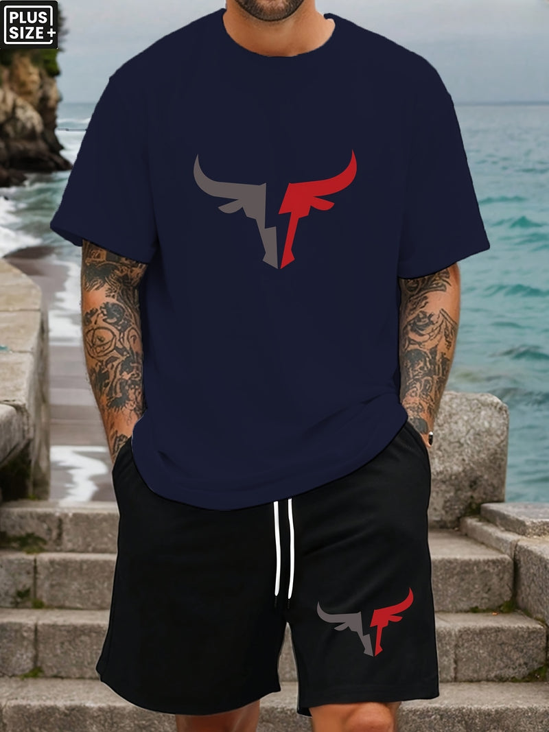 Men's Plus Size Summer Casual Short Sleeve T-Shirt.