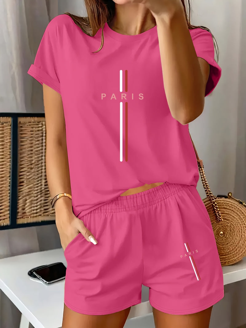 Women's Short Sleeve Shorts Set.