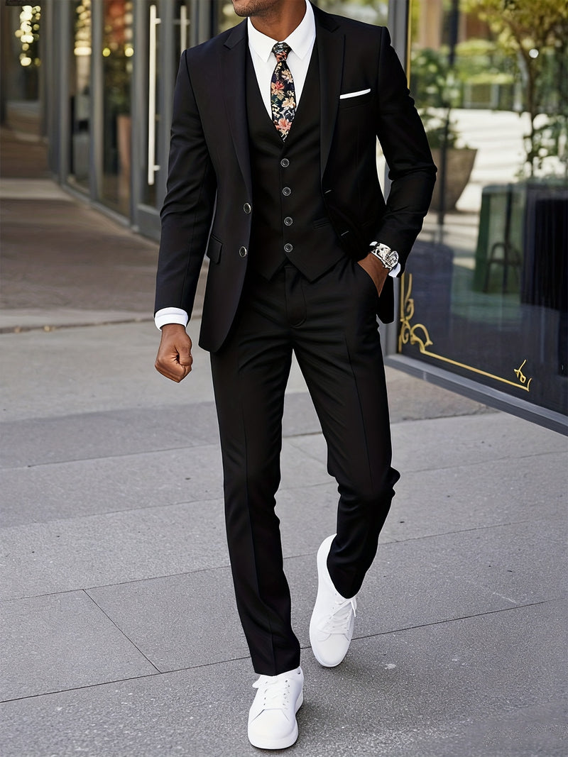 A Men's Three-Piece Suit, Including a Vest, Trousers, And a Jacket.