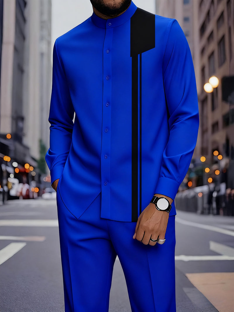 2pcs Pius Men's Suit Set - Tailored Matching Business & Formal Wear.