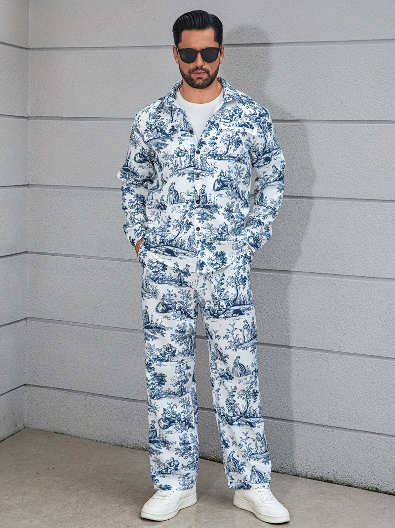 Men's Workwear Set Featuring Long Sleeves with Cuffs.