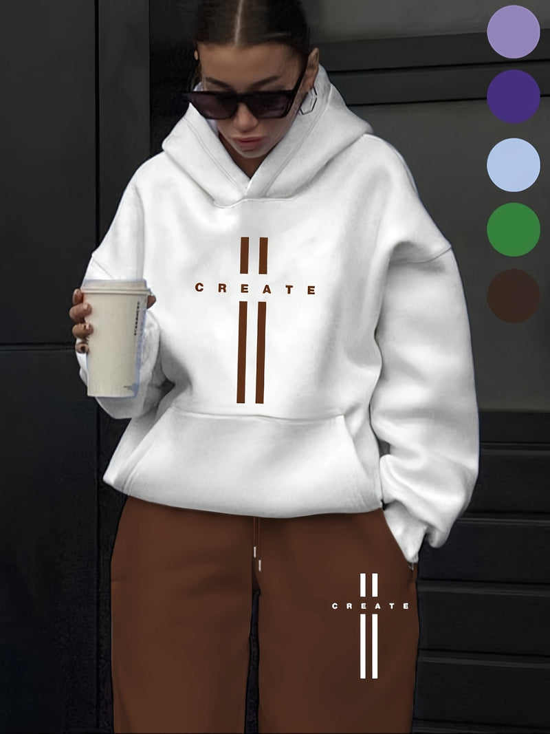 Women's Fashion Casual Letter Pattern Print Set.