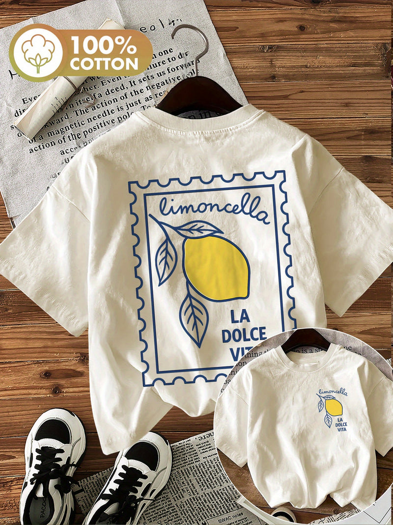 Graphic Print T-shirt, Short Sleeve Crew Neck Casual Top.