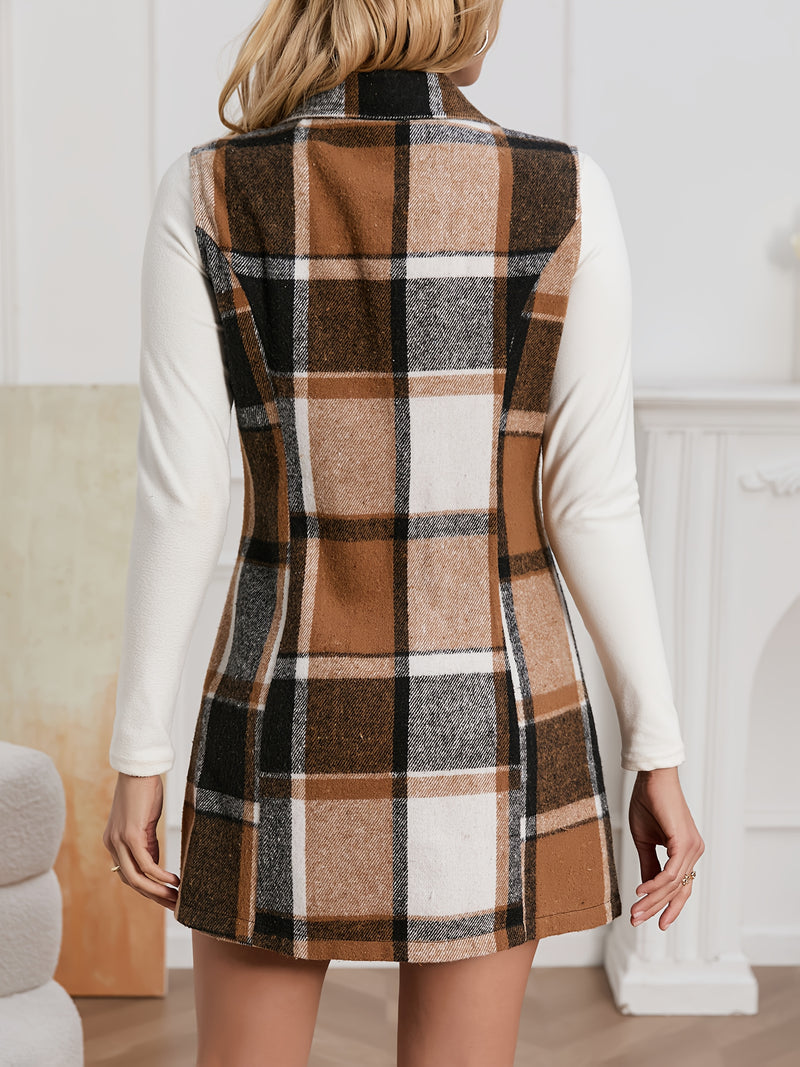 Women’s Book Core Qian Plaid Vest Dress Two-Piece Set.