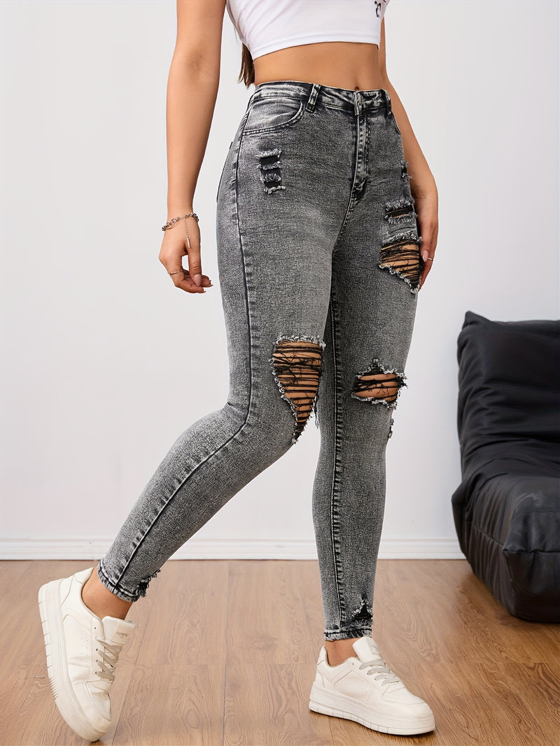 Women's Skinny Jeans - Stretchy Non-Belted Pants.