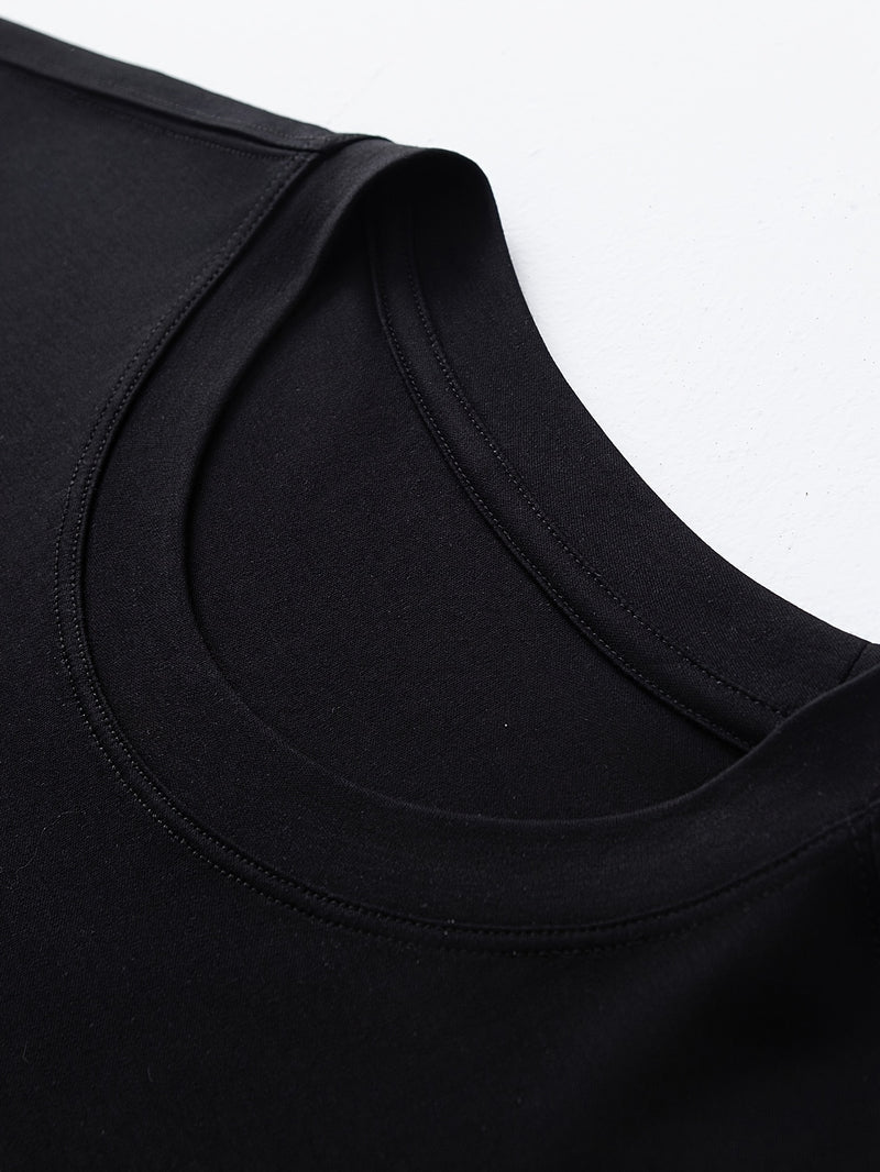 3pcs Men's Cotton T-Shirts - Black, White, Navy Blue, Casual Crew Neck.
