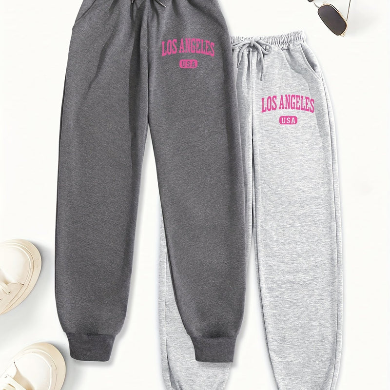 Women's Two-Piece Outfit Featuring Pants with a Letter Print.