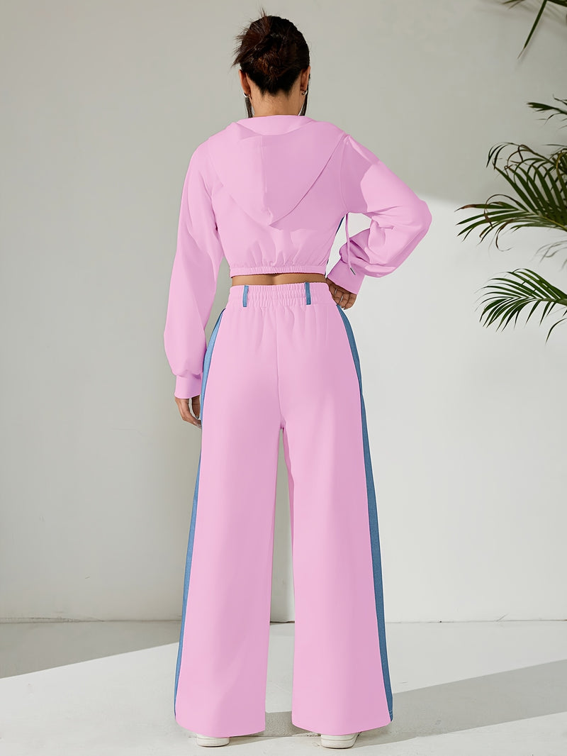 Women's Casual Elegant Straight-Leg Pants Spliced Suit.