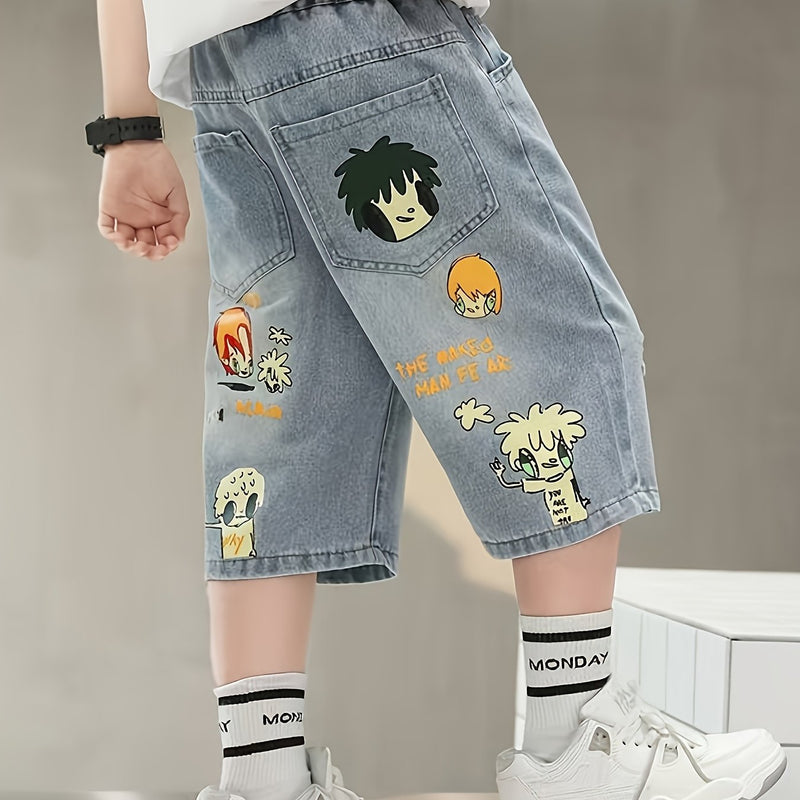 Boys' Denim Shorts | Casual Non-Stretch Fabric, Regular Fit, Summer Leisure.