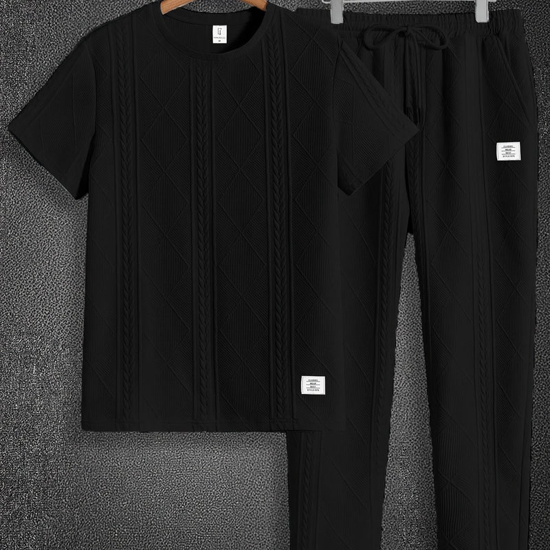 Men's Round Neck Textured Heavyweight Short Sleeve Shirt.