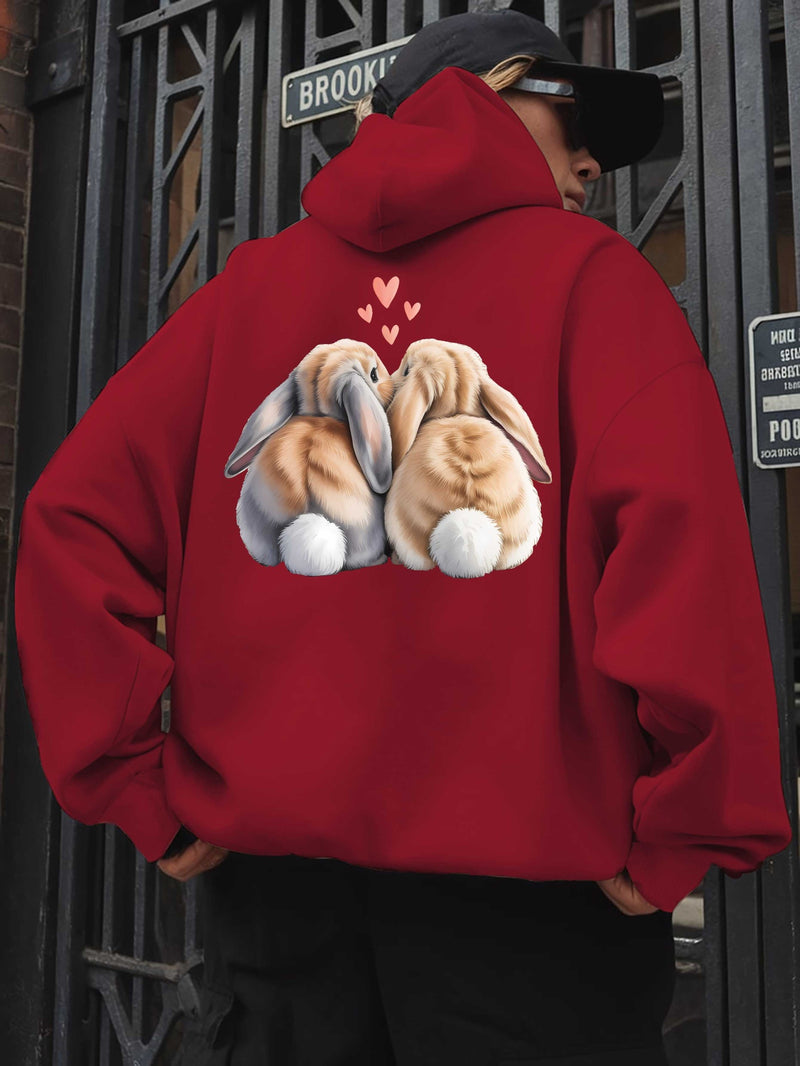 Cute Rabbit Back Women's casual sweatshirt back printed fashionable.