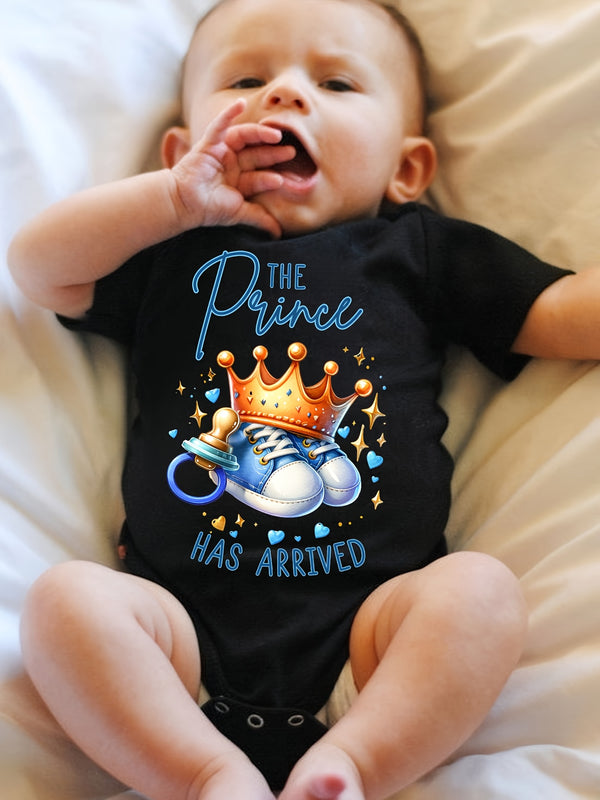 Boys "The Prince Has Arrived" Crown & Sneakers Print.