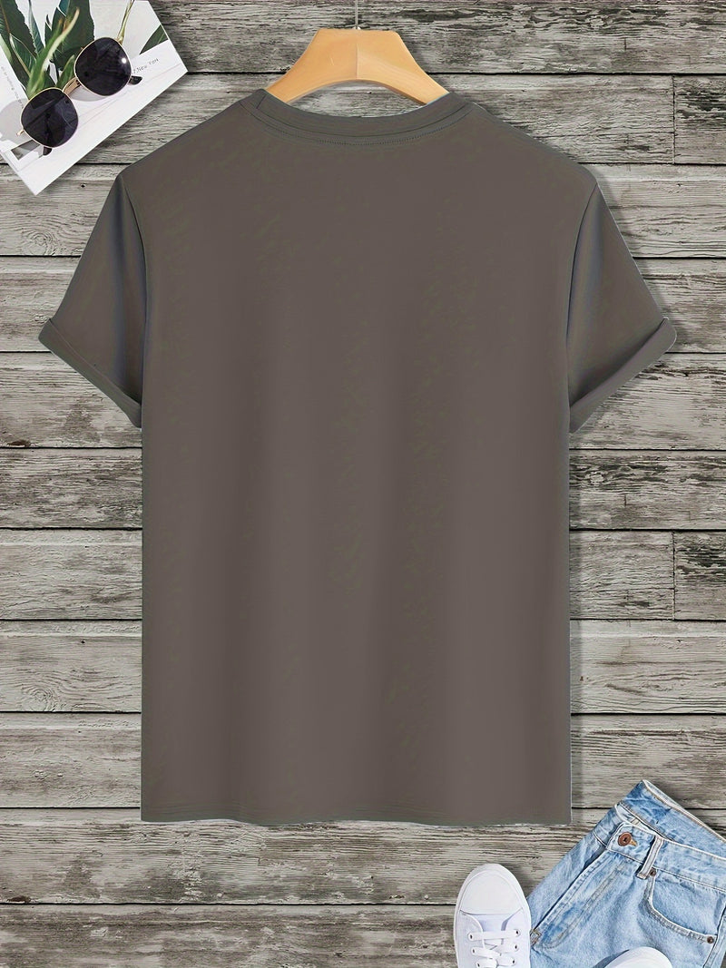 Men's Poker Card Pattern Summer Casual Crew Neck Short T-Shirt.
