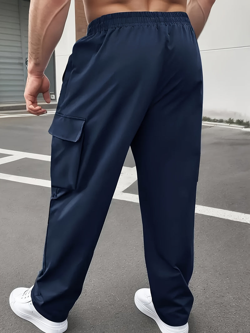 Men's Heavy-Duty Work Pants with Zippered Utility Pockets.