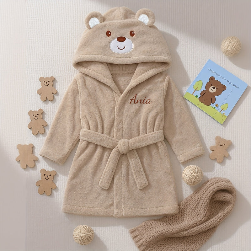 Personalized Baby Bear Hooded Towel - Custom Name/Initials/Date.
