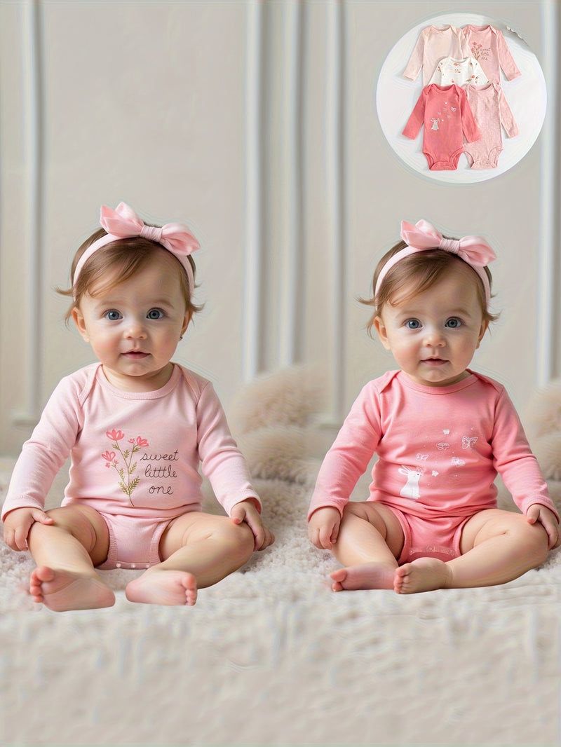 Children's Cartoon Animal Versatile Long-Sleeve Romper 5pcs Set.