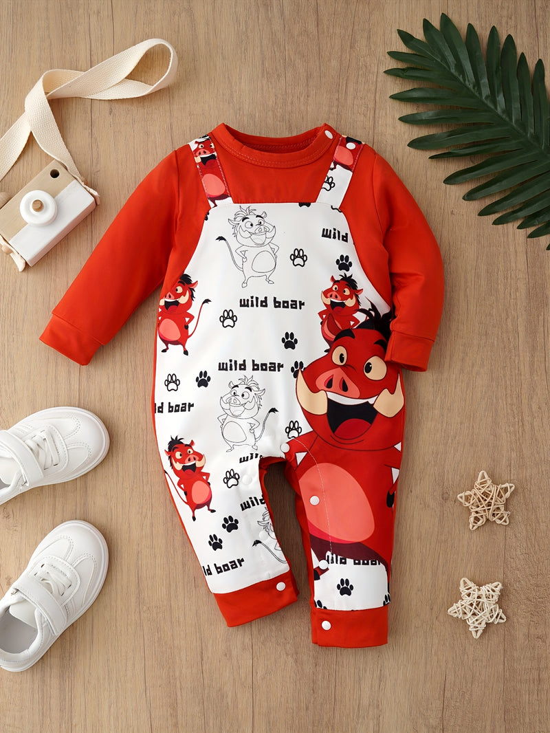 Set of 3 Cartoon Outfits Featuring a Lion, Meerkat, And Wild Boar for Babies.