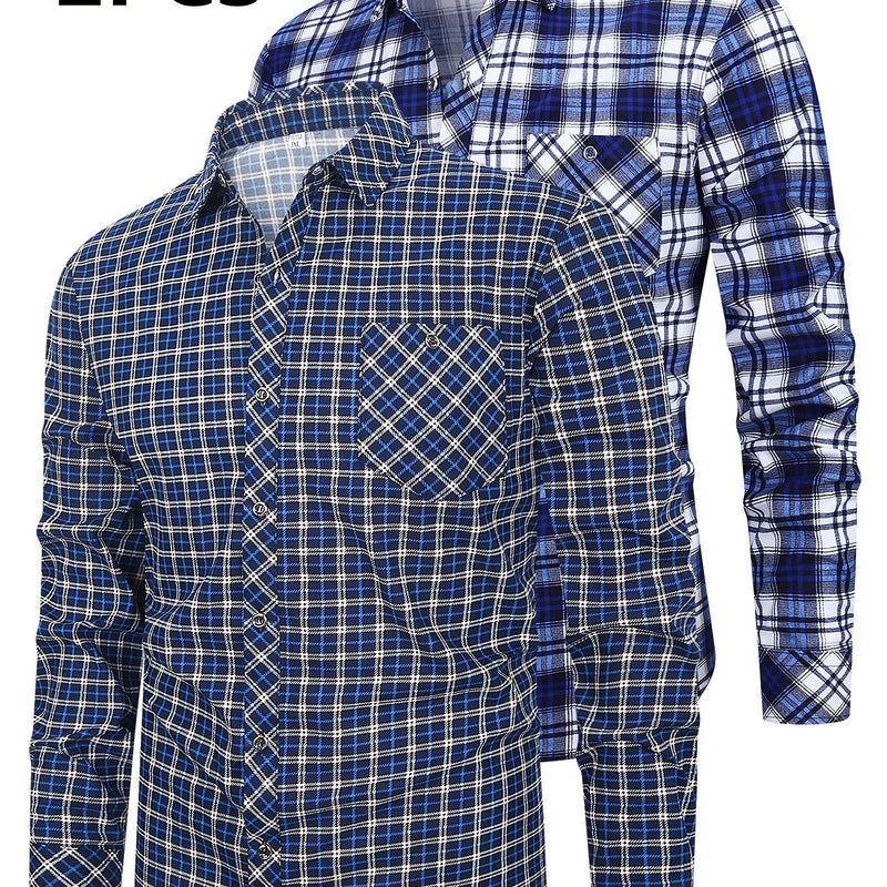 Set of 2 Long-Sleeve Men's Shirts for Autumn.