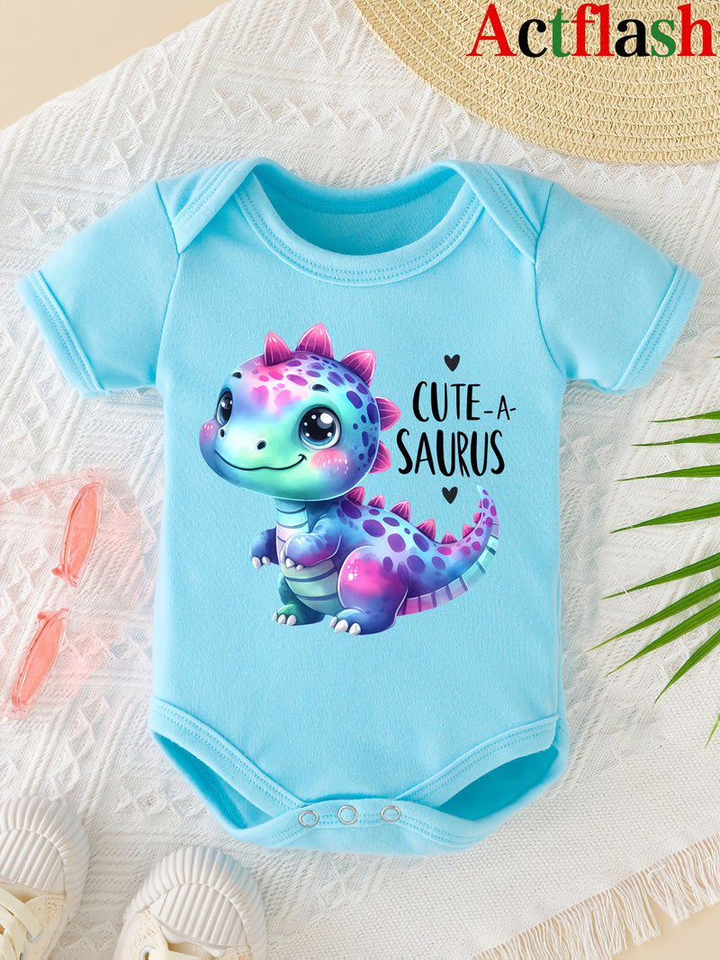 3pcs Cute Animal Print Baby Bodysuits | Soft Comfortable Crew Neck Newborn.