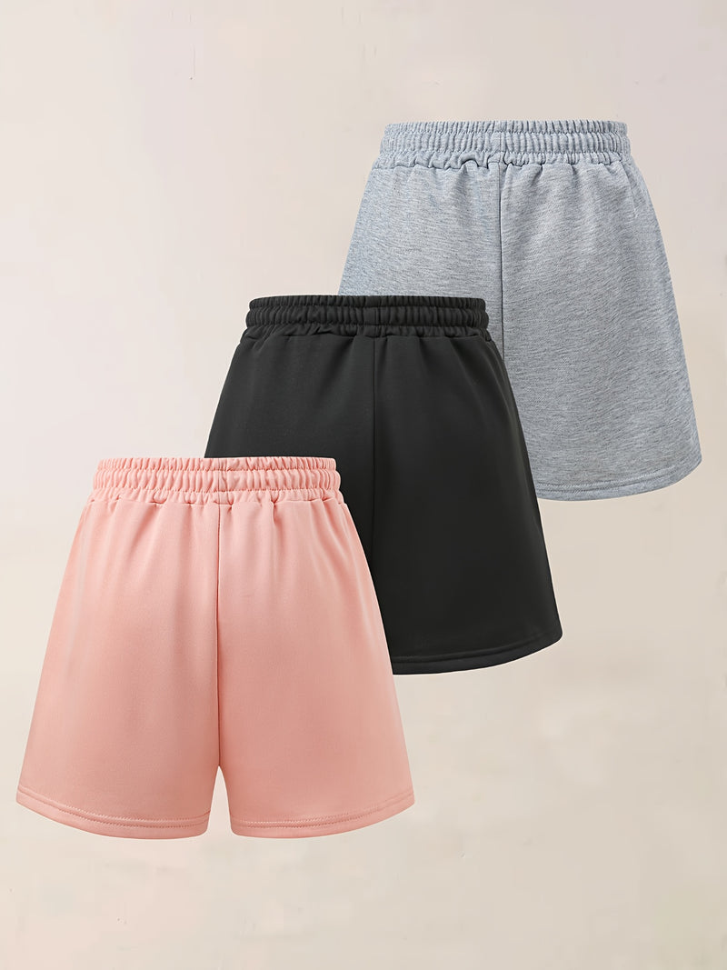 3pcs Women's Elegant Casual Jogger Shorts - Geometric Print.