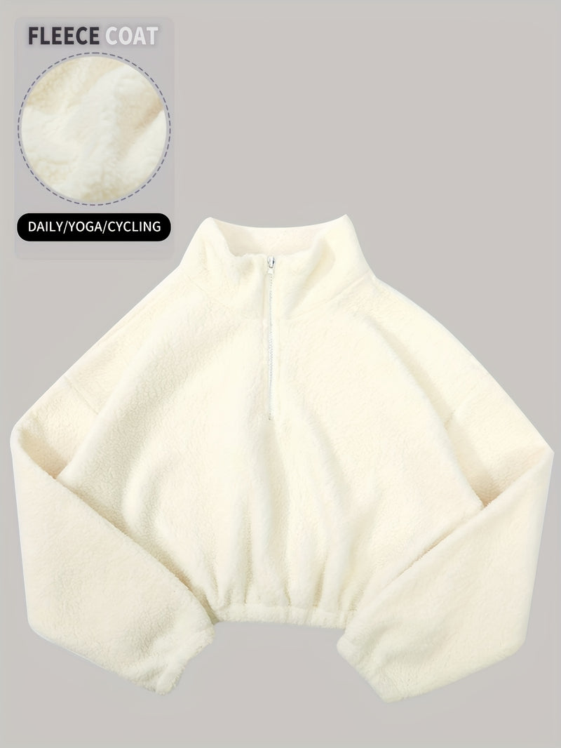 Lined Sweatshirt Warm Bubble Fabric Plush Cropped Jacket for Women.