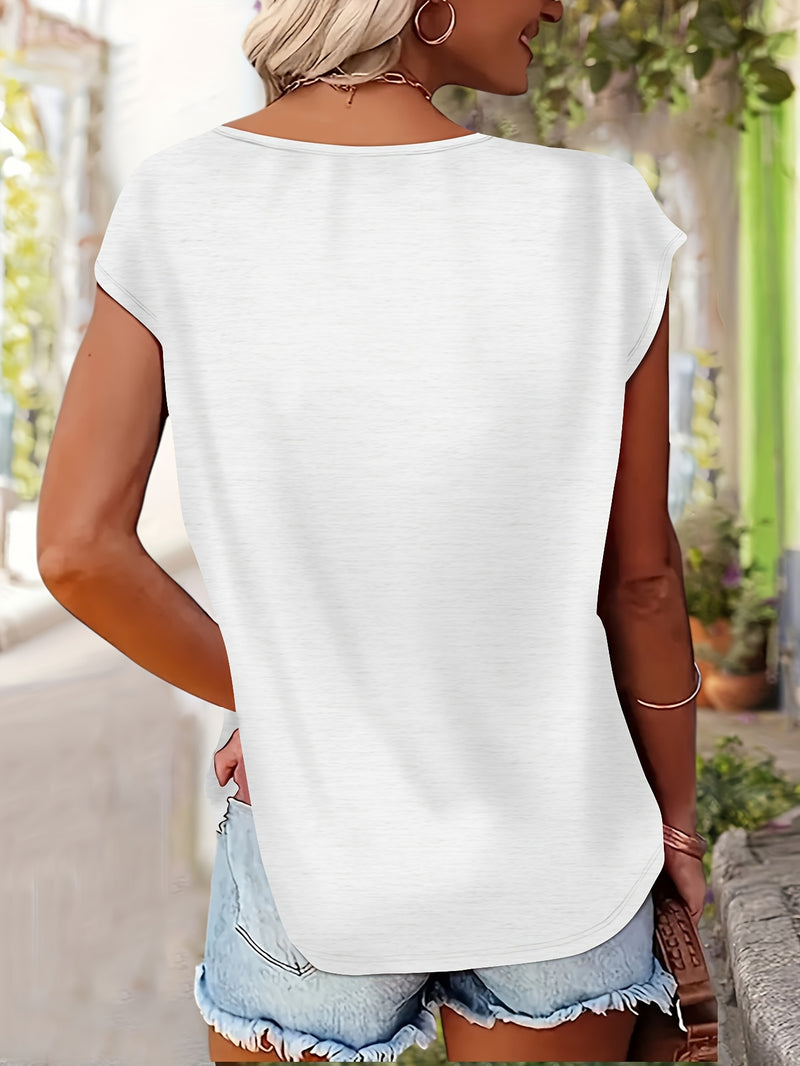 Women's Casual V-Neck Short Sleeve T-Shirt.