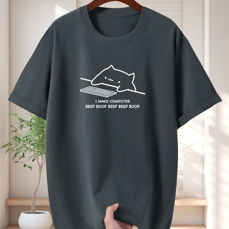 Men's Pure Cotton New Fashion Letter Design Print Casual Short Sleeve.