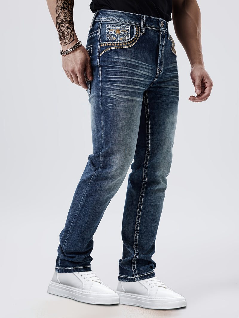 Men's Slim-Fit Straight-Leg Stretch Denim Jeans.