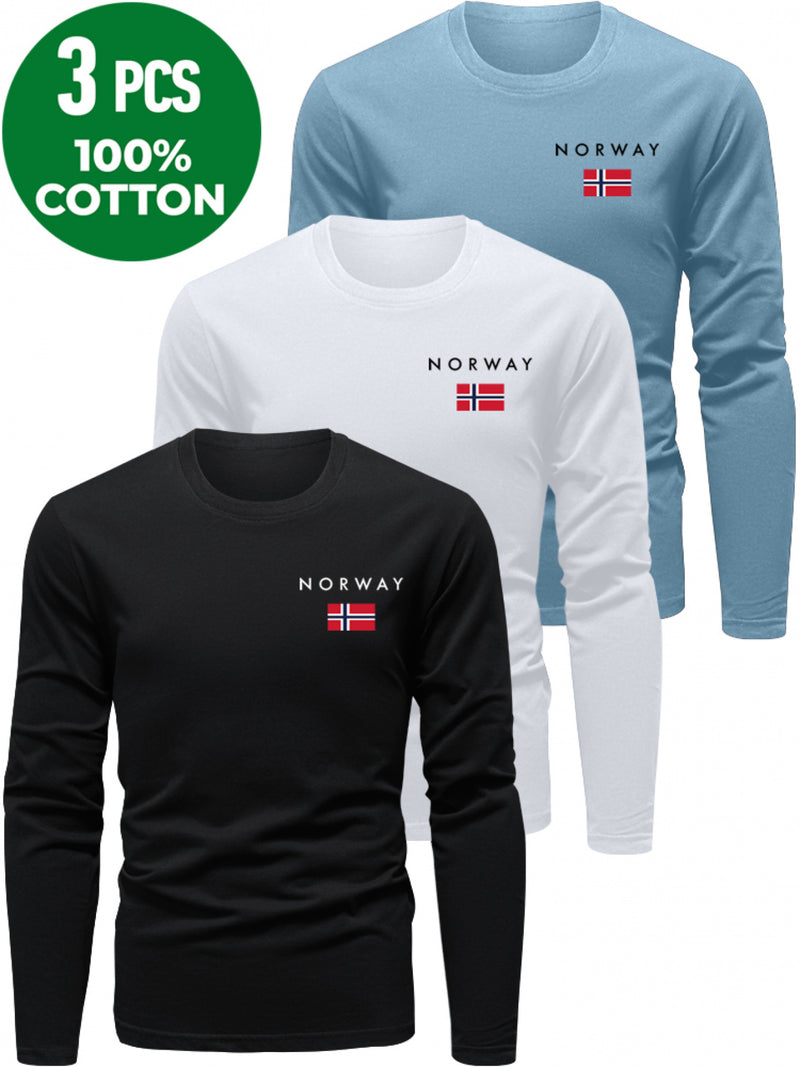 3pcs Men's Long Sleeve T-Shirts for Spring and Autumn.