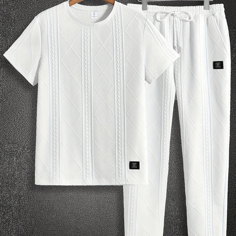 Men's Round Neck Textured Heavyweight Short Sleeve Shirt.