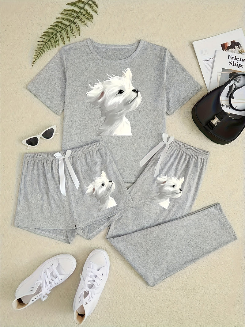 Top+Shorts+Pants 3pcs Set: Women's Summer/Fall Trendy Vacation Wear.