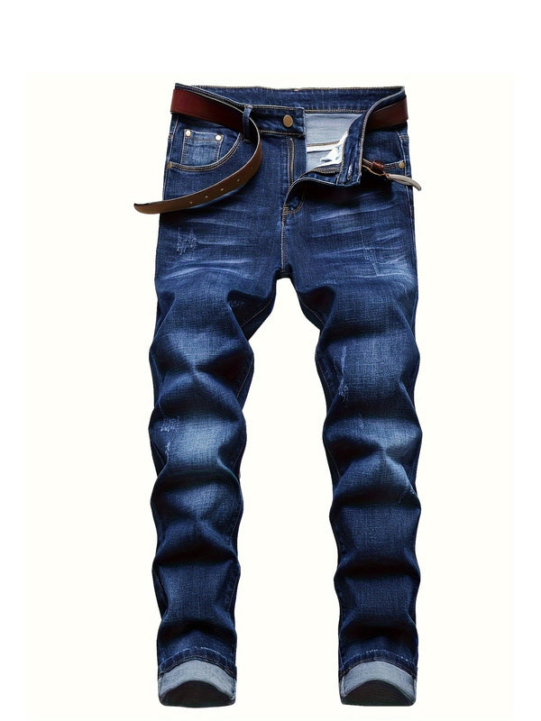 New Mid-Rise Blue Men's Jeans for Autumn.