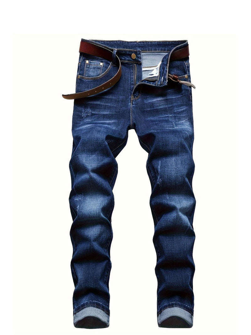 New Mid-Rise Blue Men's Jeans for Autumn.