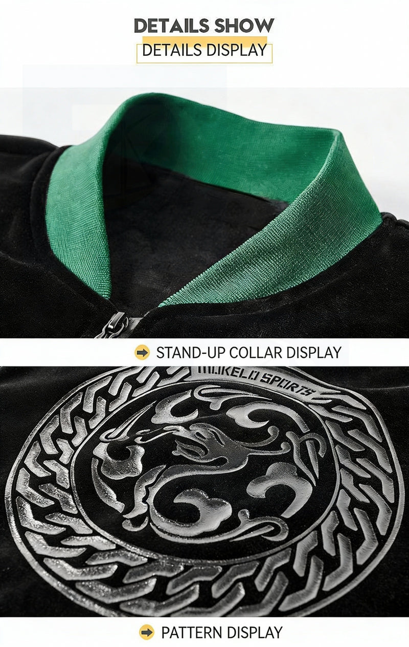 Student Fashion Velvet Sports Suit Men Premium Plush Casual Jacket Pants 2pcs.