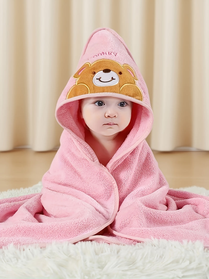 Cute Baby Bathrobe, Highly Absorbent, Quick-Drying, with a Hood.