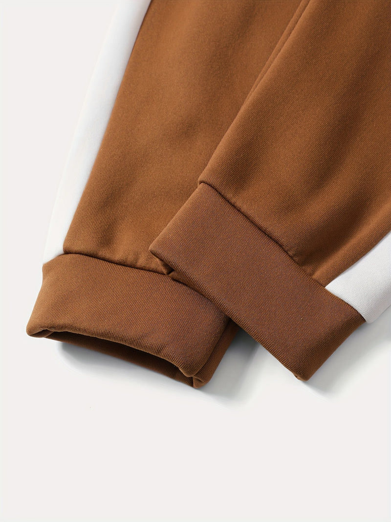 Men's Autumn And Winter Zip-Up Long Sleeve Sweatshirt And Long Pants Set.